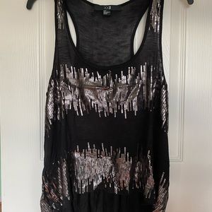 FOREVER21 Print Sequin Tank Top